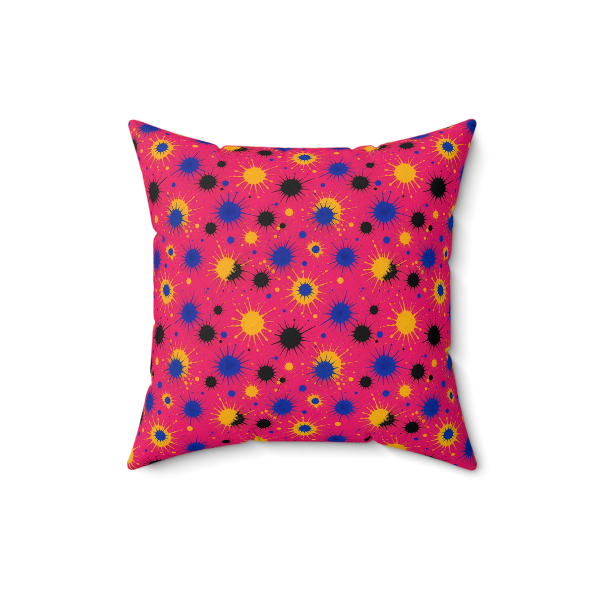 Pink Ground Splash Faux Suede Cushion – Ink Splash Pattern