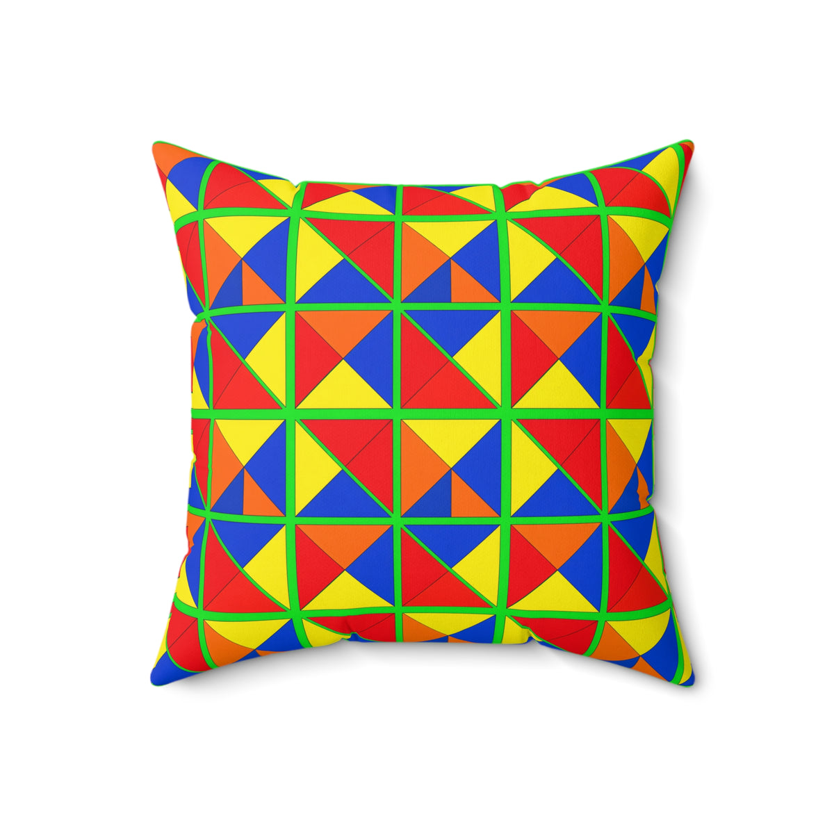 Split Square Fiesta Faux Suede Cushion – Cubist Geometric Pattern