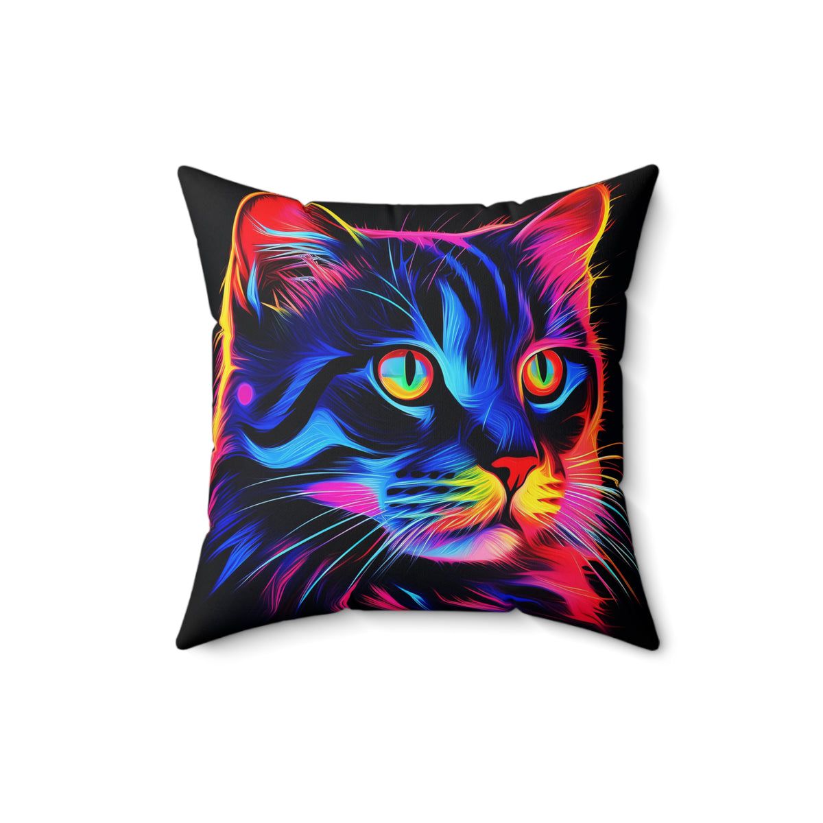 Neon Cat Faux Suede Cushion – Neon Pop Art