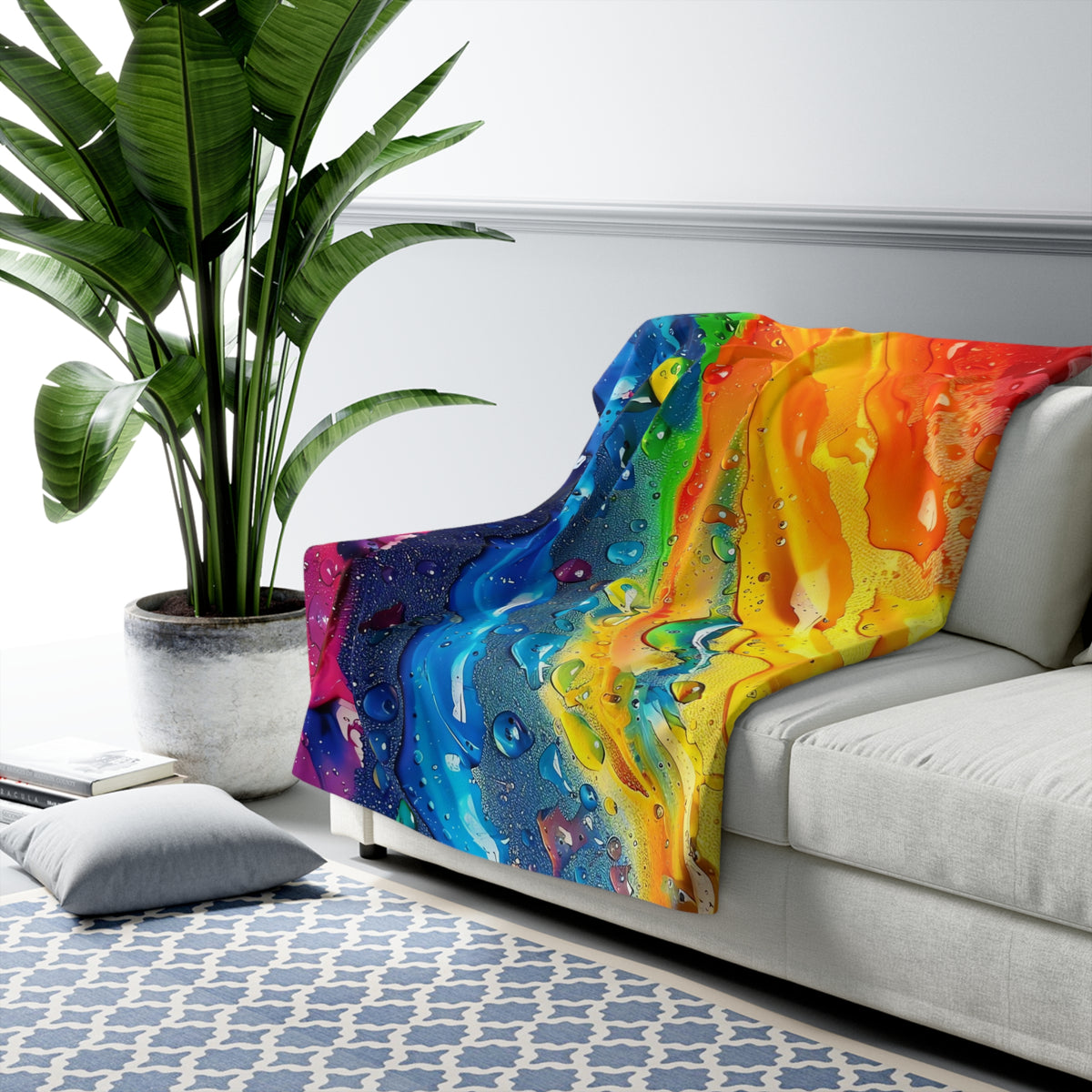 Rainbow Drip Pour Sherpa Fleece Blanket – Fluid Pour Art