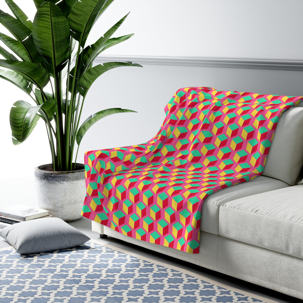Giant Faceted Cubes II Sherpa Fleece Blanket – Candy Christmas