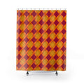 Broad Gold Diamond Trellis Shower Curtain – Cranberry Spice