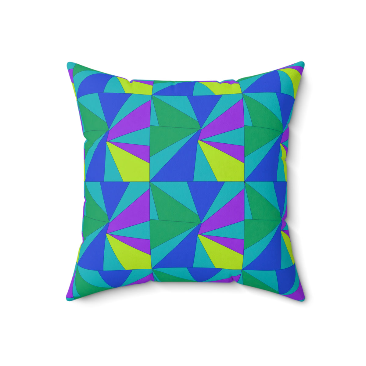 Cubist Sunburst Blocks Faux Suede Cushion – Peacock Jewel