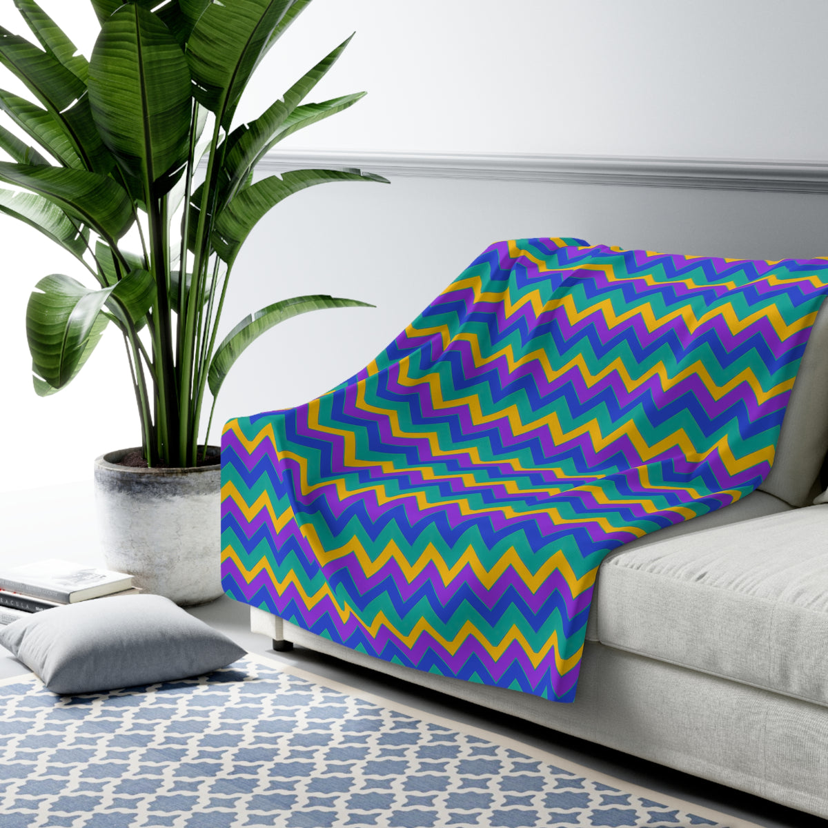 Jewel Chevron Bands Sherpa Fleece Blanket – Peacock Jewel