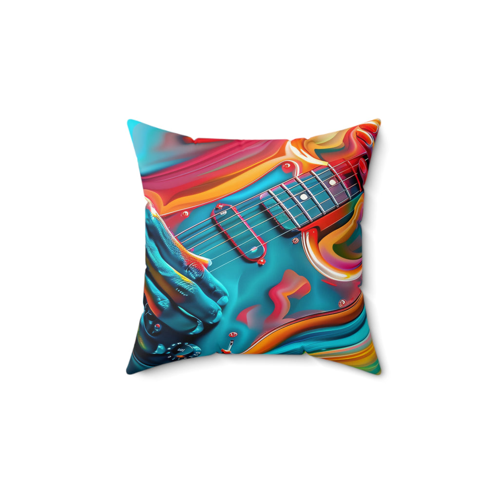 Psychedelic Guitar Hands Faux Suede Cushion – Psychedelic Music Art