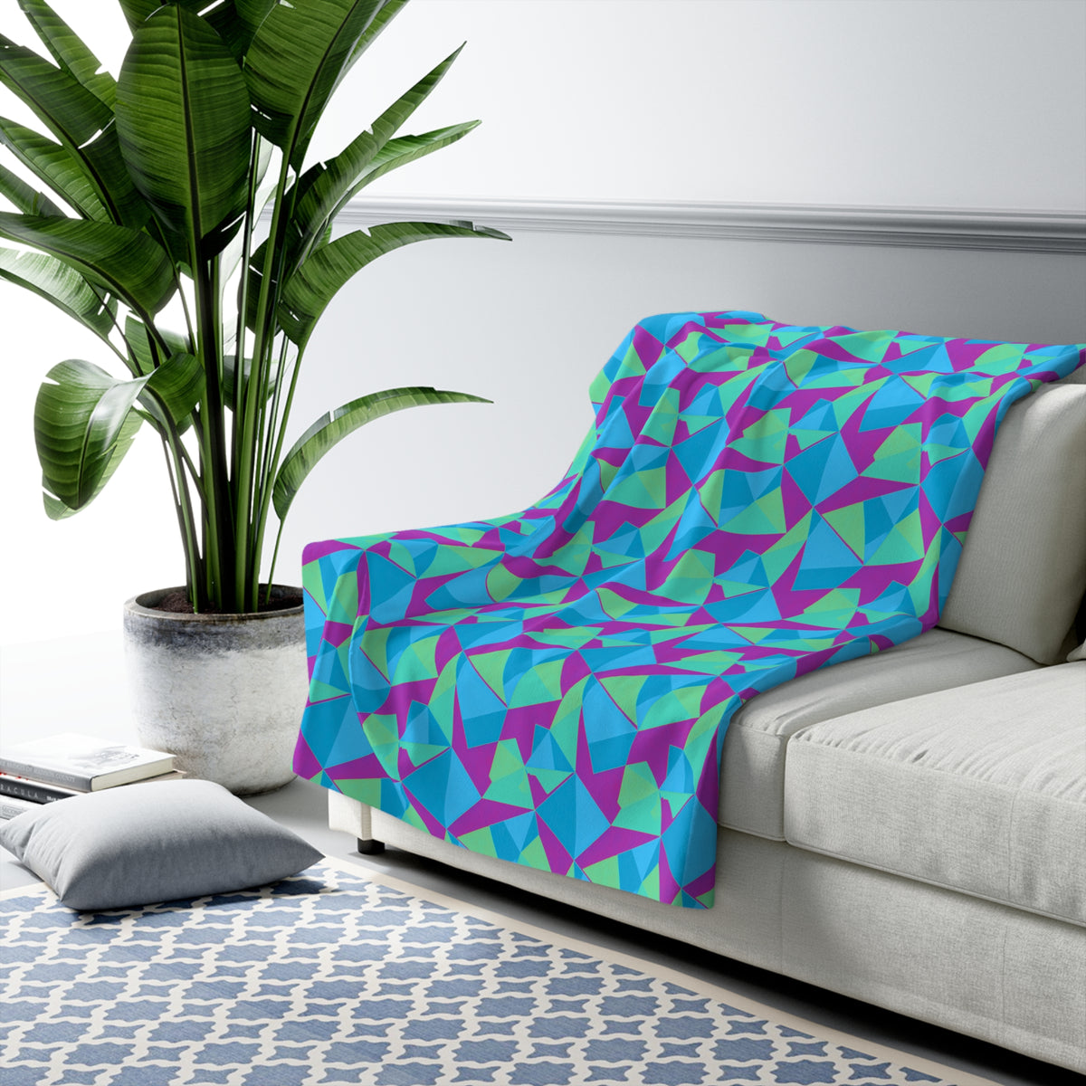 Faceted Gold Panels Sherpa Fleece Blanket – Ice Jewel