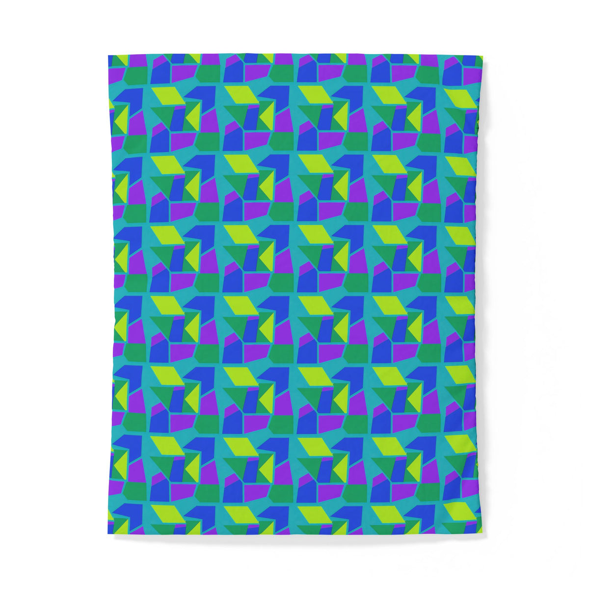 Cubist Block Quilt Cotton Duvet Cover – Peacock Jewel
