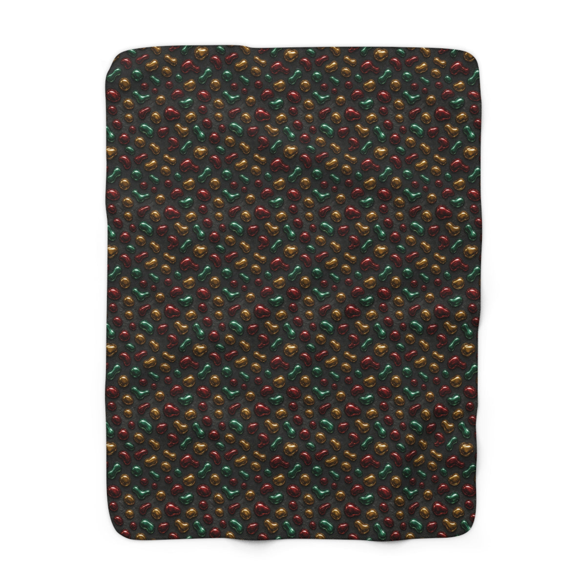 Garnet Emerald Blobs Sherpa Fleece Blanket – Liquid Chrome Pattern