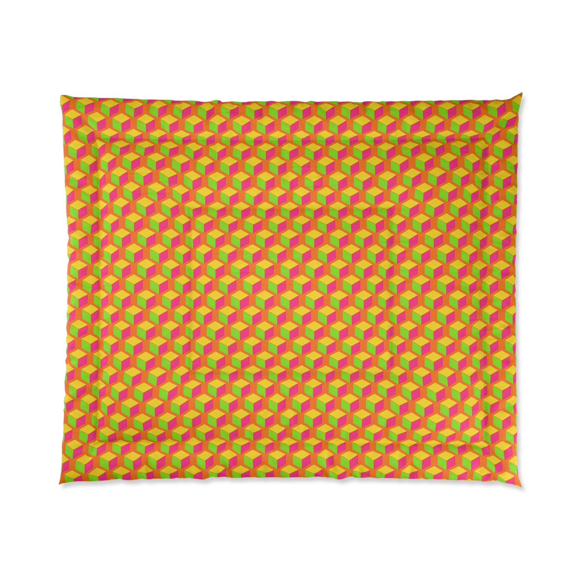 Giant Faceted Cubes II Comforter – Hot Citrus Festive
