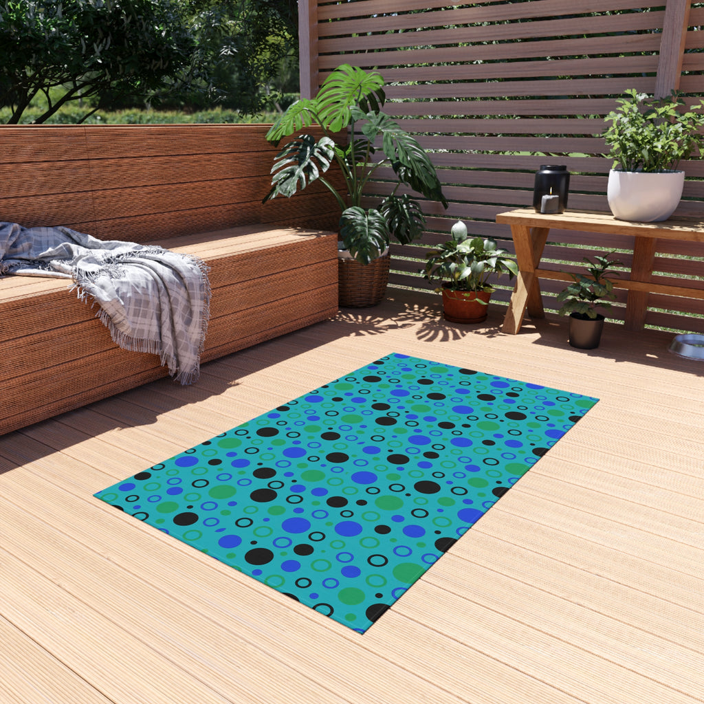 Bubble Outlines Outdoor Rug – Peacock Jewel