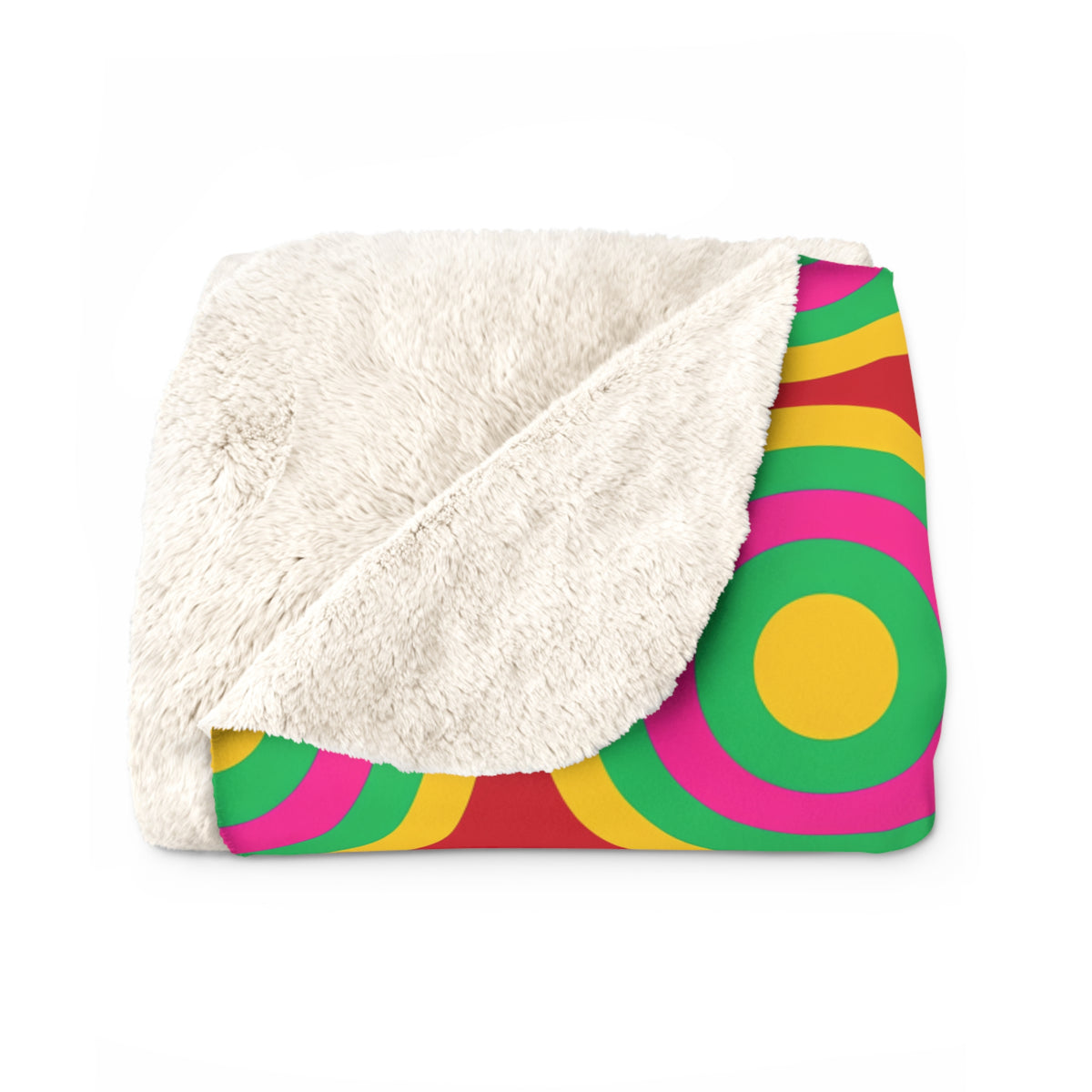 Mega Ring Grid Sherpa Fleece Blanket – Abstract Circles Pattern