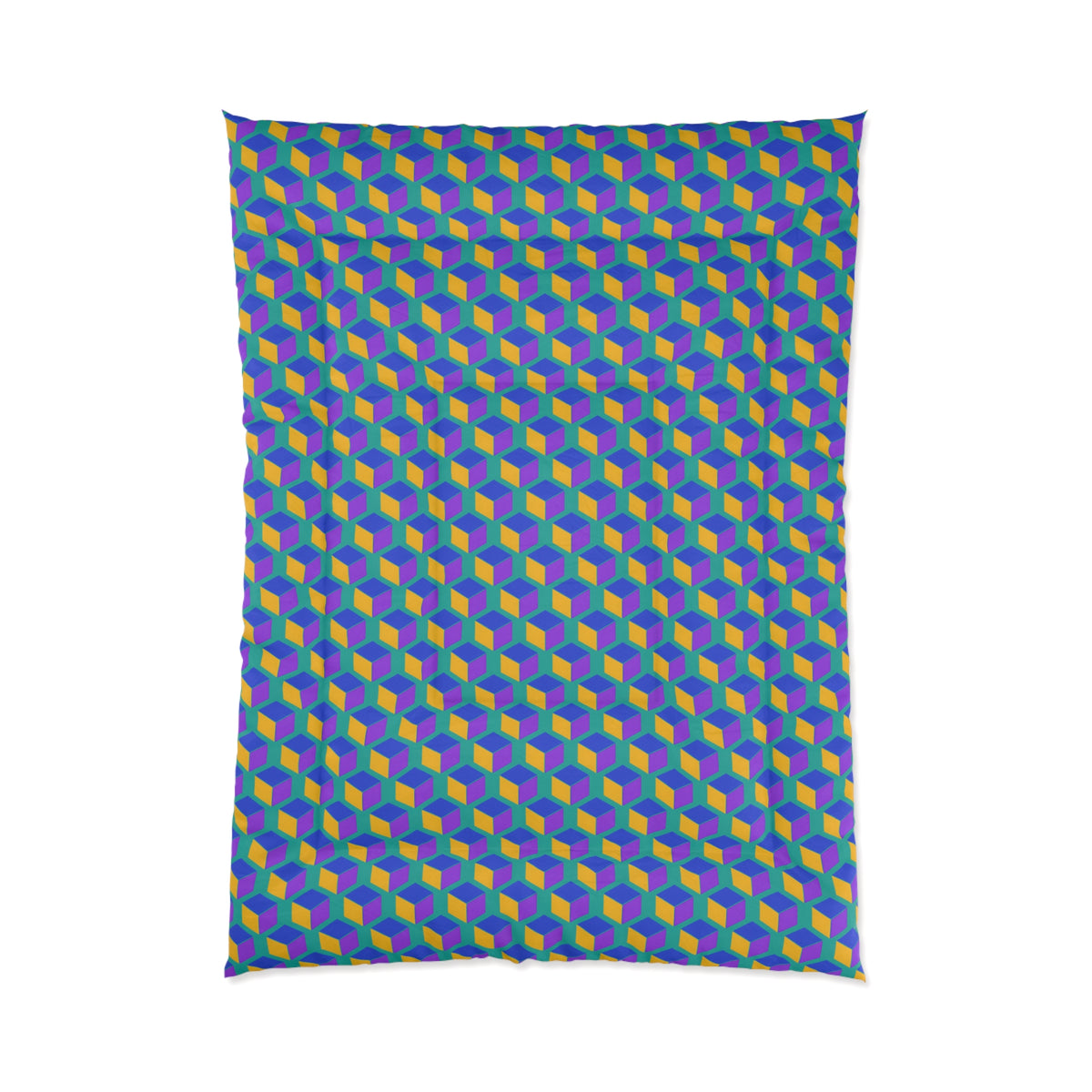 Giant Faceted Cubes II Comforter – Peacock Jewel