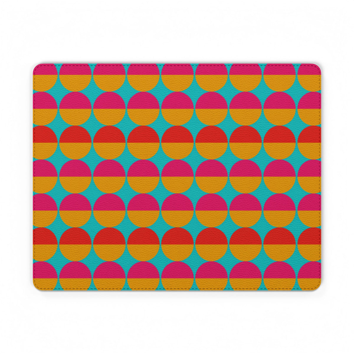 Half-Moon Stack Vegan Leather Mouse Mat – Geometric Blocks Pattern