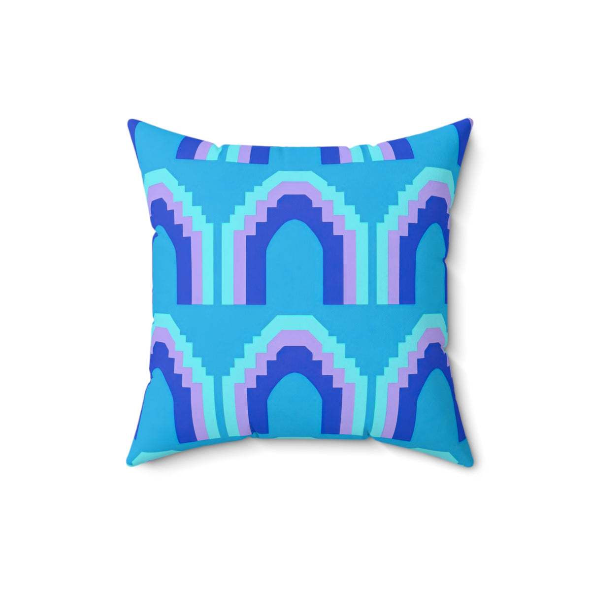 Grand Stepped Arches Faux Suede Cushion – Ice Jewel