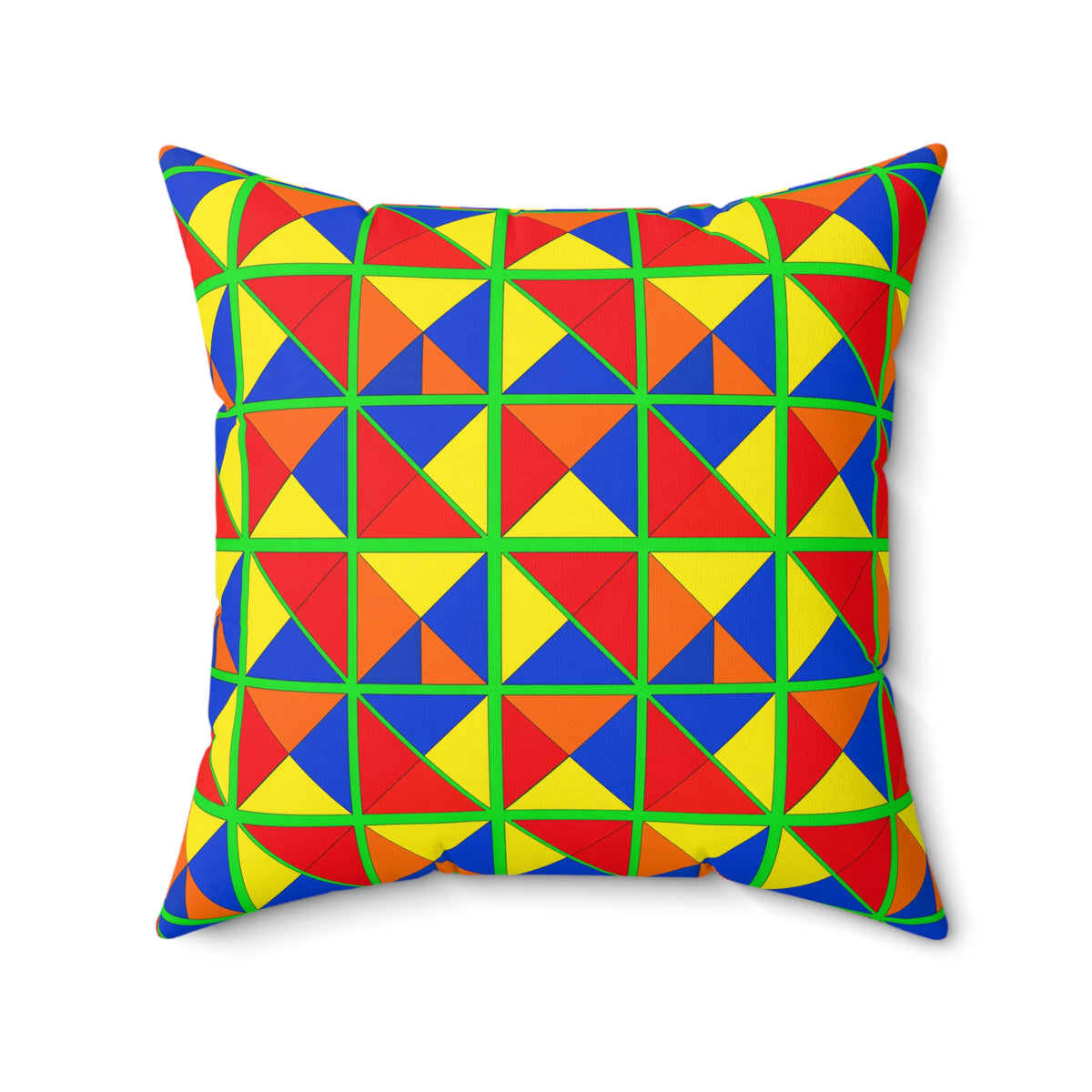 Split Square Fiesta Faux Suede Cushion – Cubist Geometric Pattern
