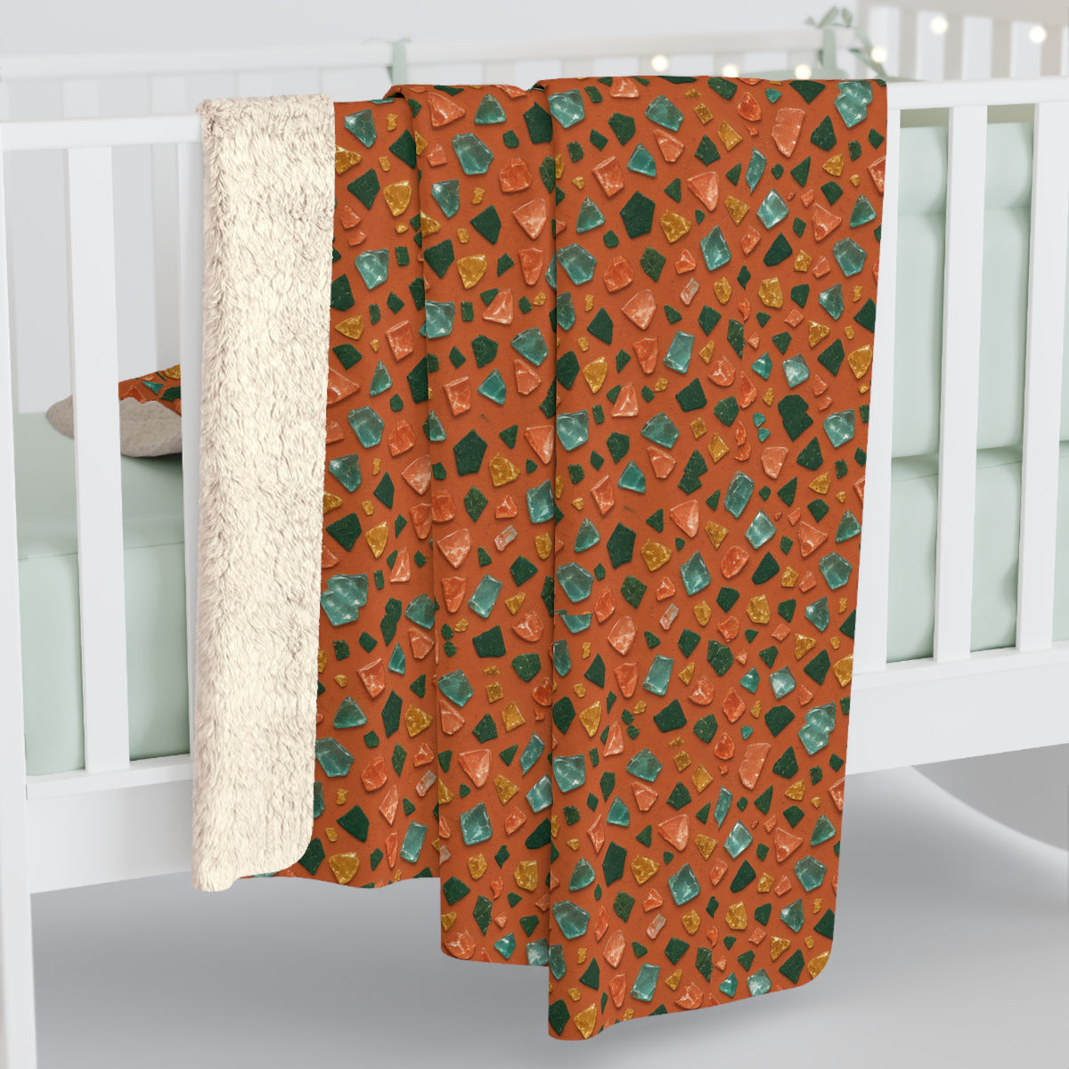 Glass Chip Sheen Sherpa Fleece Blanket – Terrazzo Pattern