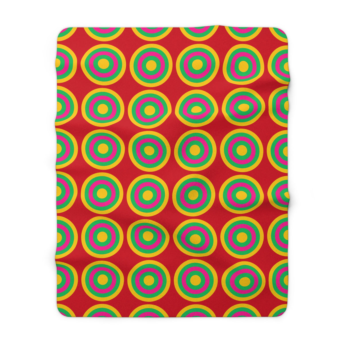 Mega Ring Grid Sherpa Fleece Blanket – Abstract Circles Pattern