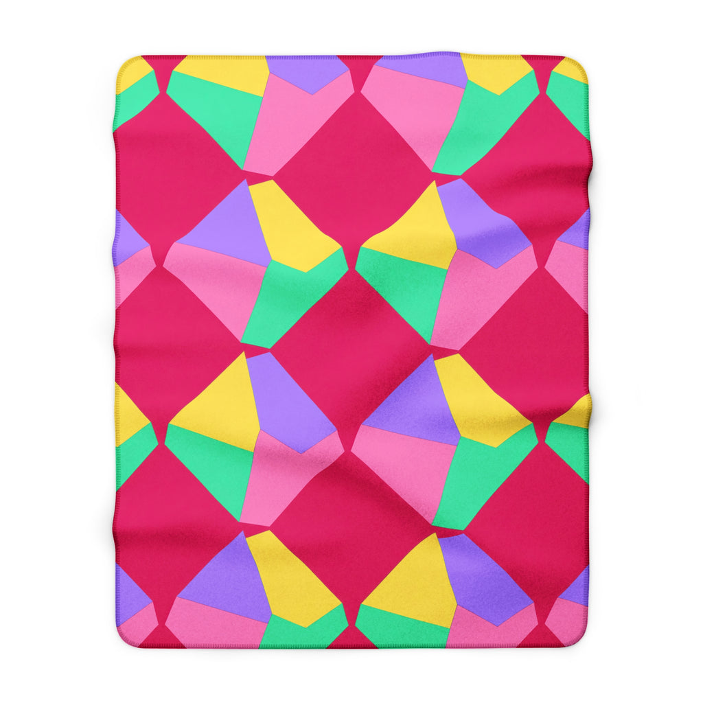 Grand Fractured Rhombus Sherpa Fleece Blanket – Candy Pop on Raspberry