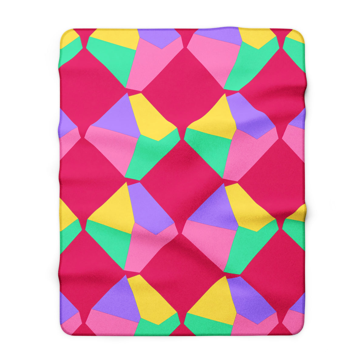 Grand Fractured Rhombus Sherpa Fleece Blanket – Candy Pop on Raspberry