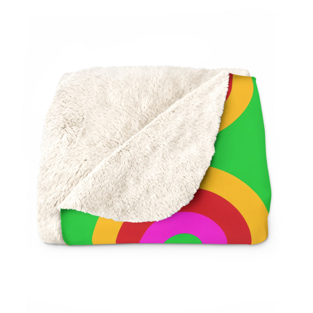 Giant Op-Art Jewel Rings Sherpa Fleece Blanket – Op-Art Concentric Circles Pattern