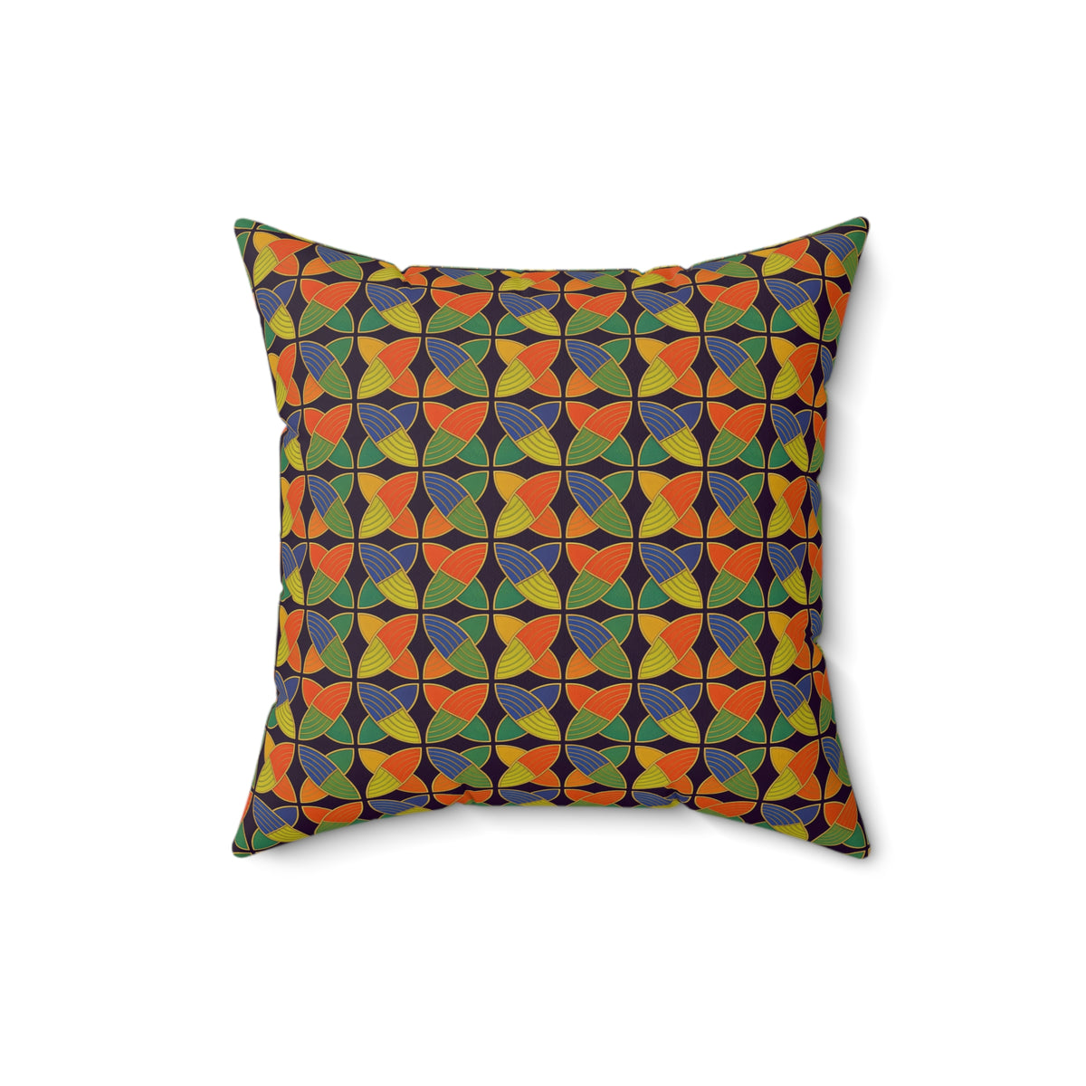 Woven Petal Quatrefoil Faux Suede Cushion – Kaleidoscopic Deco Pattern