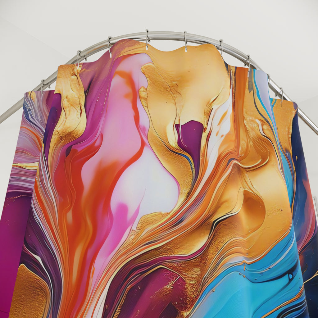 Gilded Fluid Swirl Shower Curtain – Fluid Pour Art