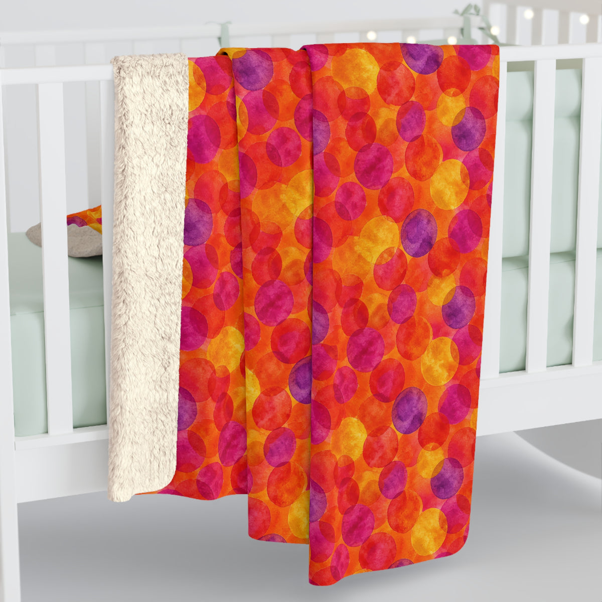 Glaze Circle Overlaps Sherpa Fleece Blanket – Wet-In-Wet Abstract Pattern