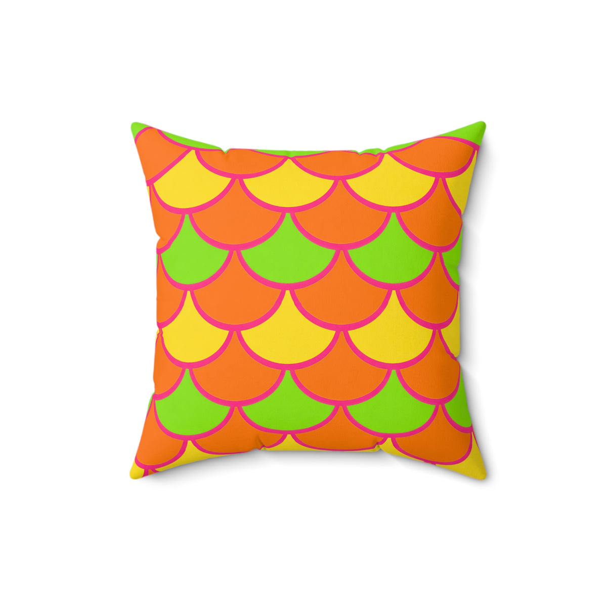 Big Jewel Scales II Faux Suede Cushion – Hot Citrus Festive