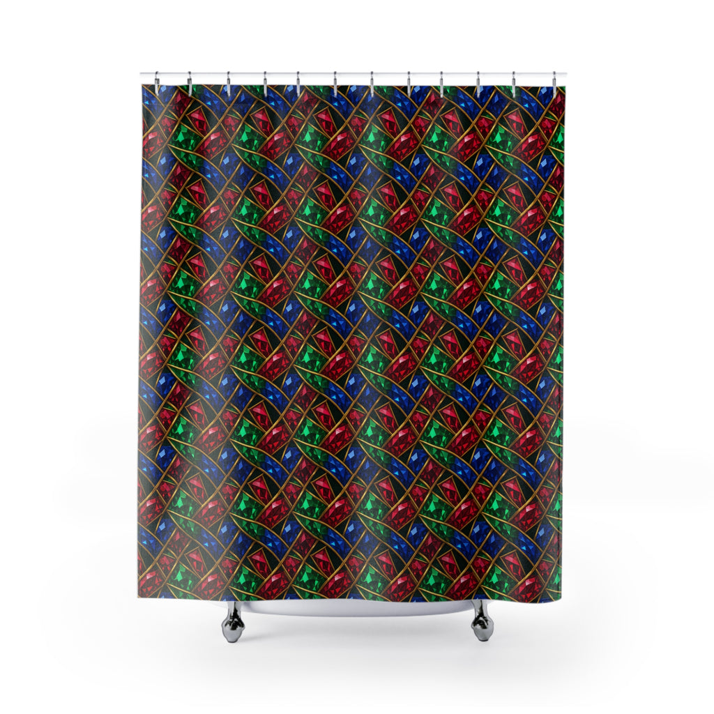 Jewel Prism Weave Shower Curtain – Kaleidoscopic Pattern