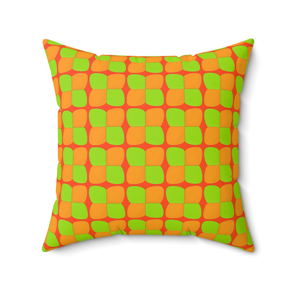 Bold Bulge Checker Faux Suede Cushion – Hot Citrus