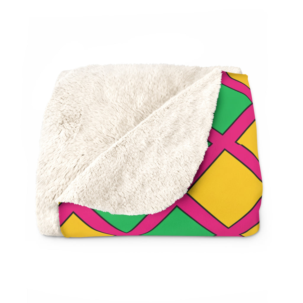 Harlequin Gold Grid Sherpa Fleece Blanket – Harlequin Geometric Pattern