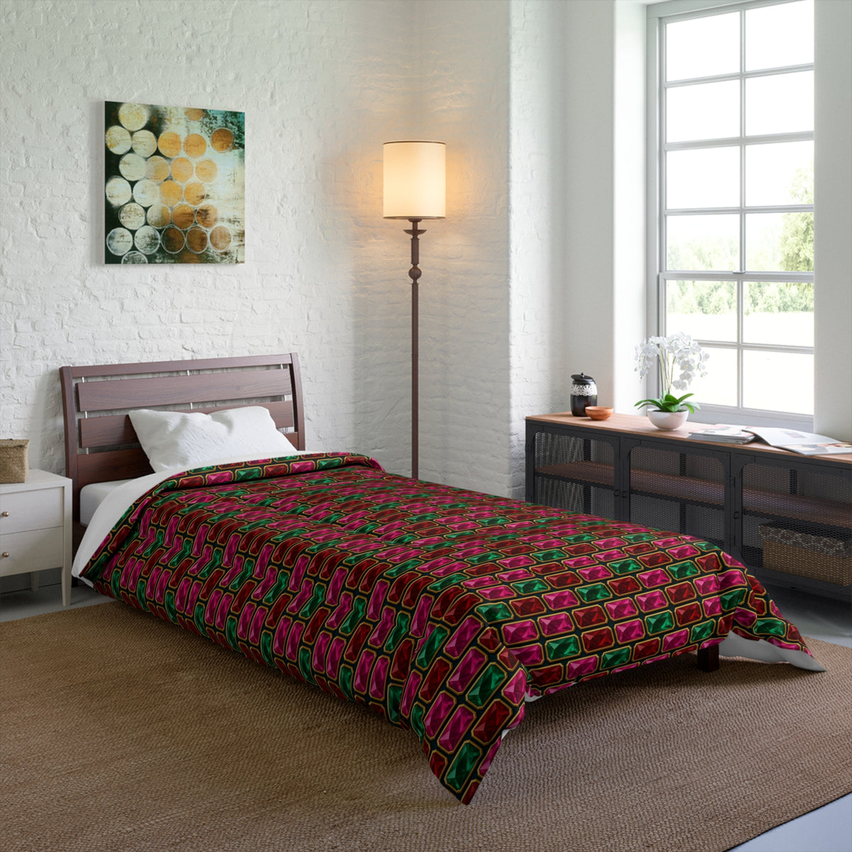 Stacked Gem Bars Comforter – Geometric Pattern