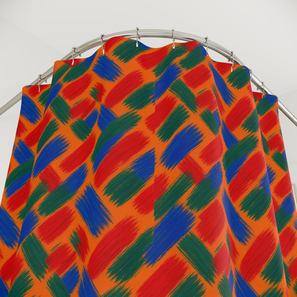 Flat Brush Bands Shower Curtain – Gestural Abstract Pattern