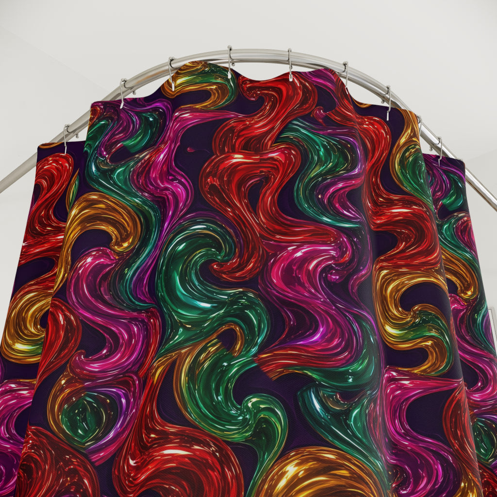 Melted Glass Swirl Shower Curtain – Psychedelic Pop Pattern