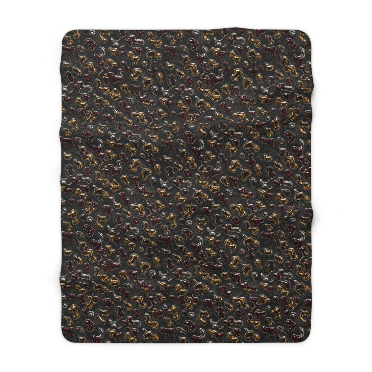 Merging Gold Puddles Sherpa Fleece Blanket – Liquid Chrome Pattern