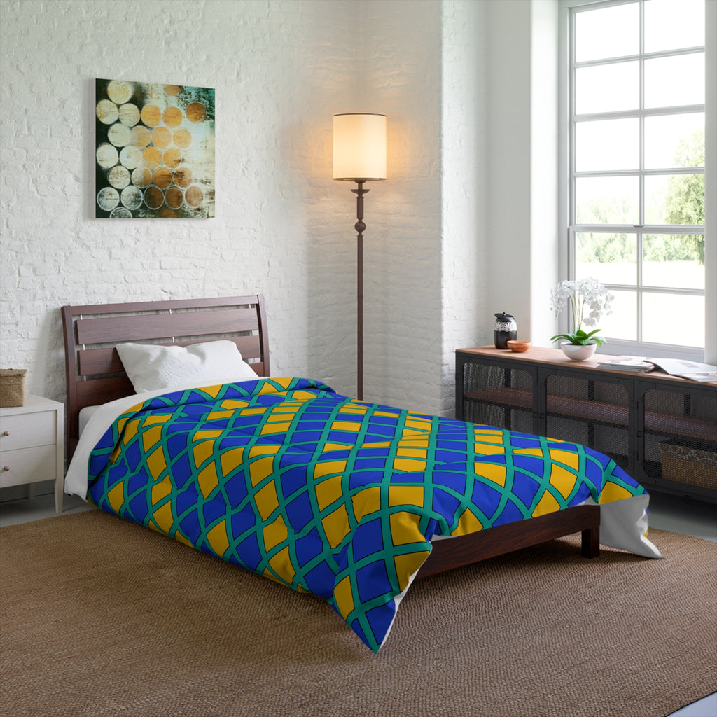 Harlequin Gold Grid Comforter – Peacock Jewel