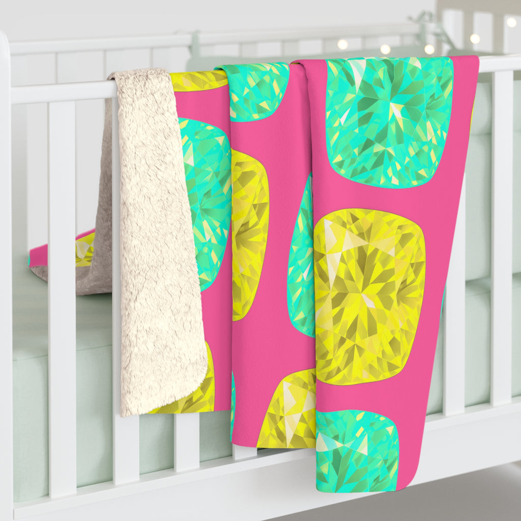 Giant Cut Gem Grid Sherpa Fleece Blanket – Candy Christmas