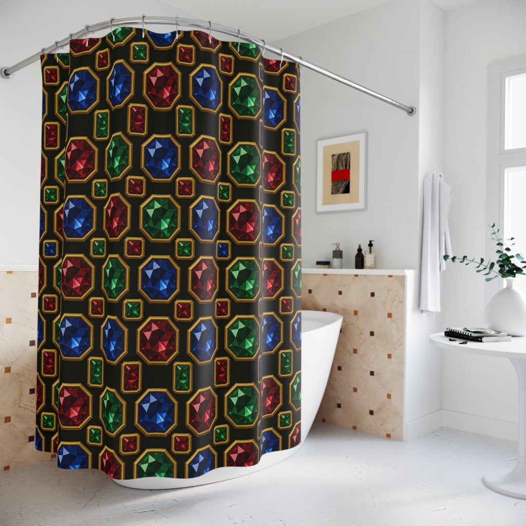 Jewelled Octagon Tiles Shower Curtain – Geometric Pattern