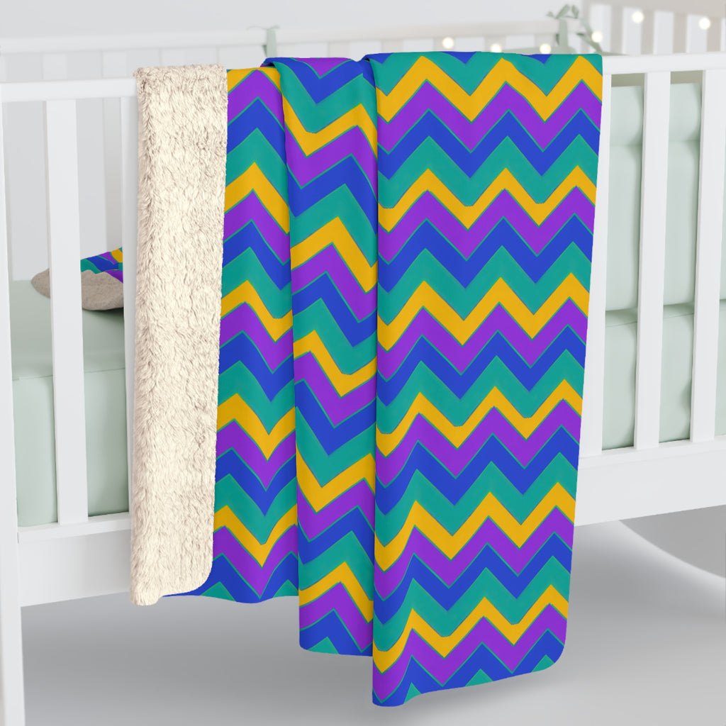 Jewel Chevron Bands Sherpa Fleece Blanket – Peacock Jewel