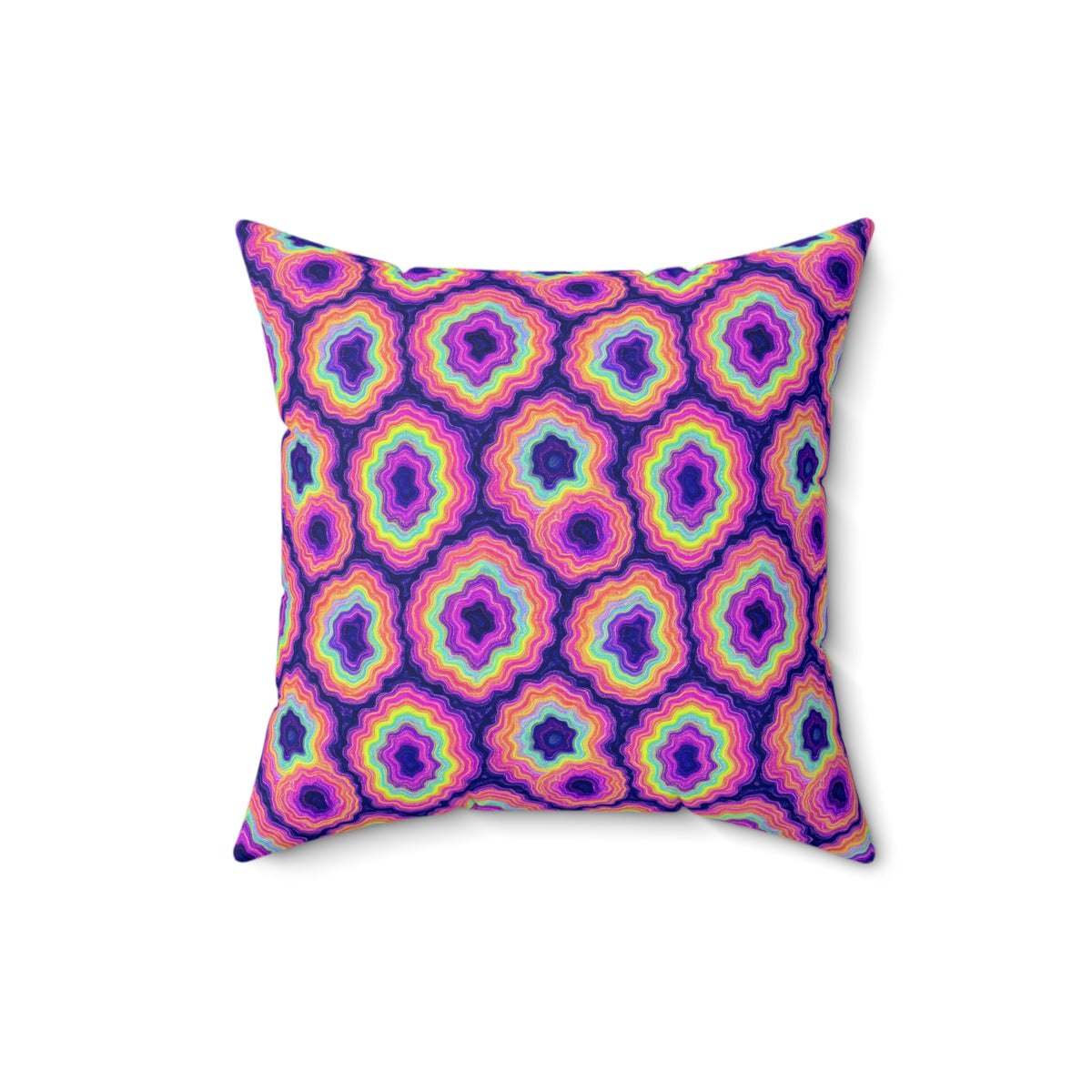 Agate Geode Halo Faux Suede Cushion – Holographic-Look Fluid Art Pattern