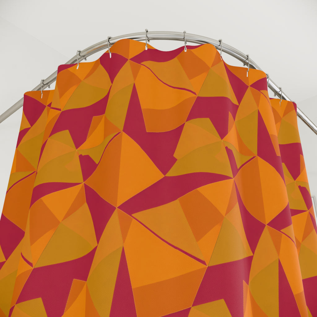 Faceted Gold Panels Shower Curtain – Cranberry Spice