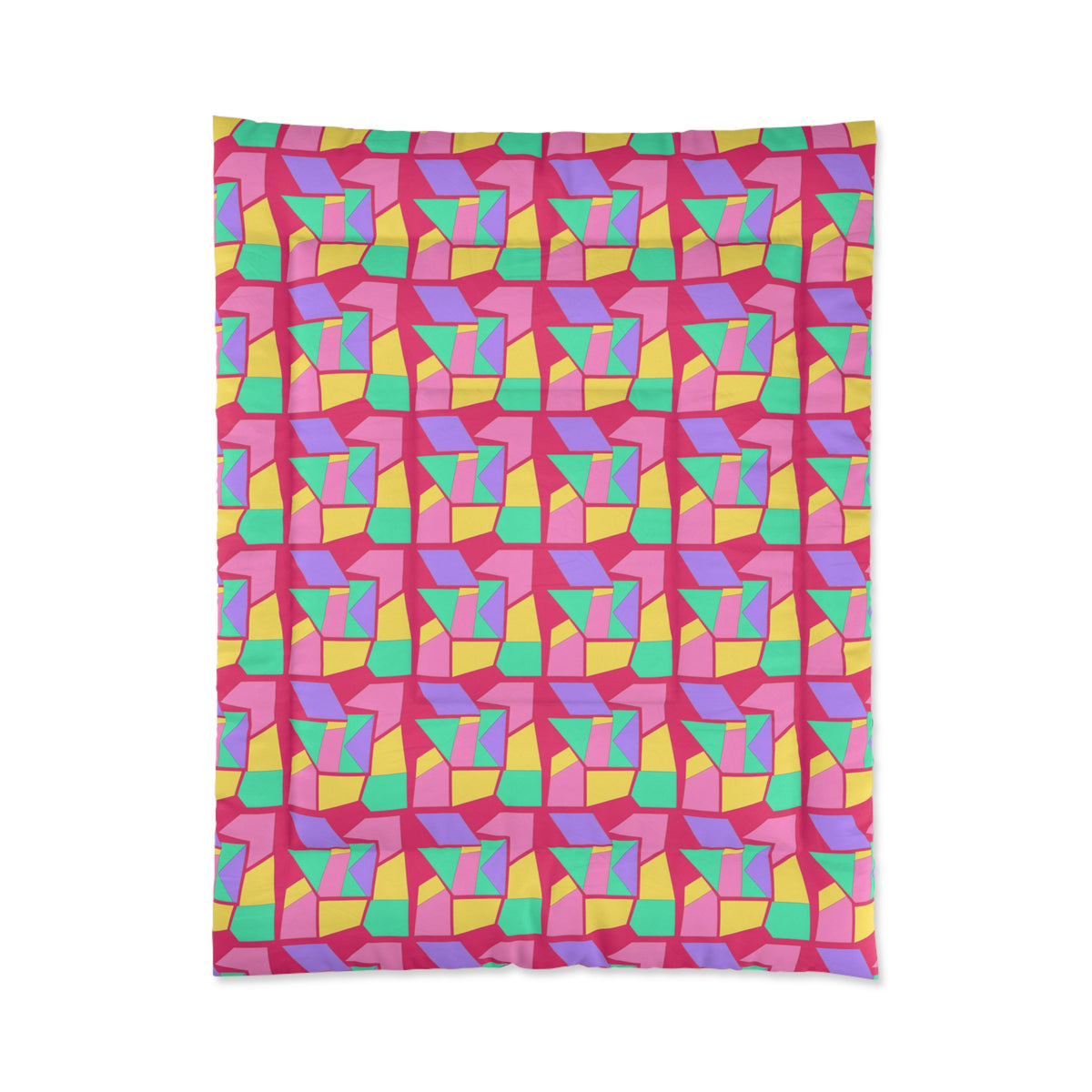 Cubist Block Quilt Comforter – Candy Pop on Raspberry