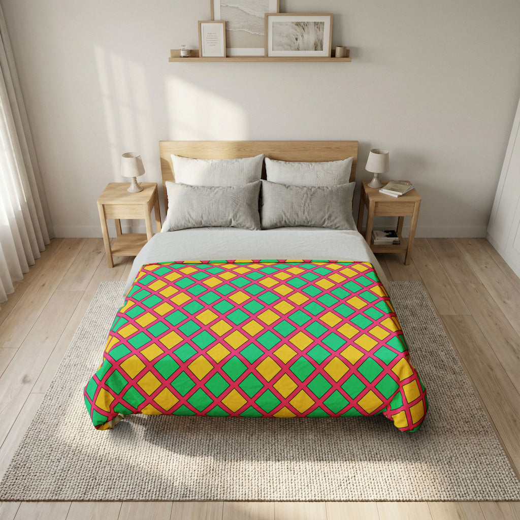 Harlequin Gold Grid Cotton Duvet Cover – Candy Christmas