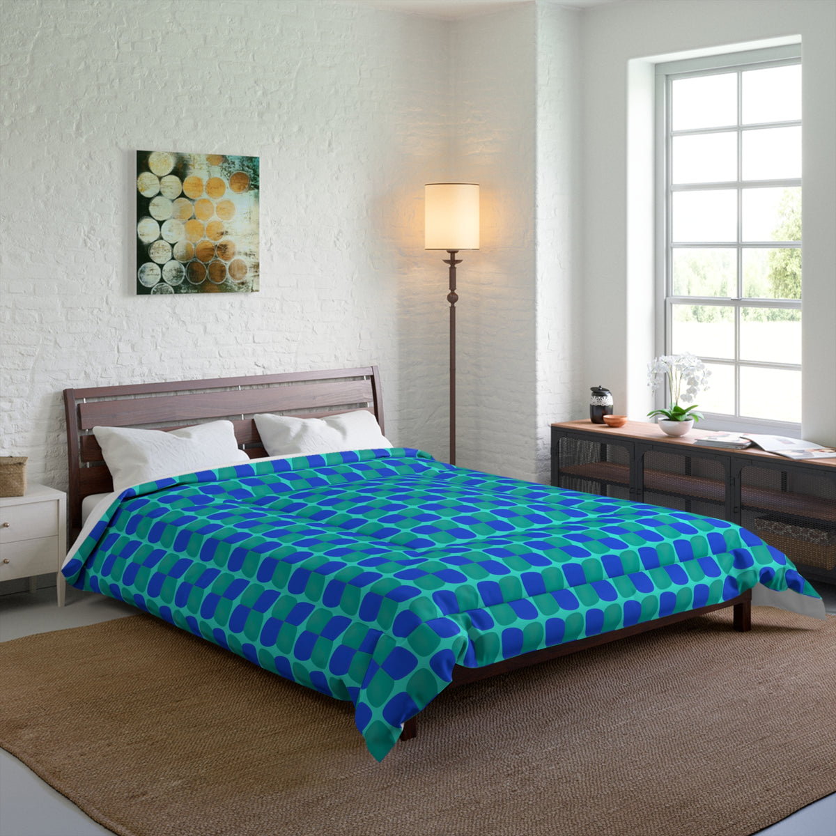 Bold Bulge Checker Comforter – Ocean Jewel
