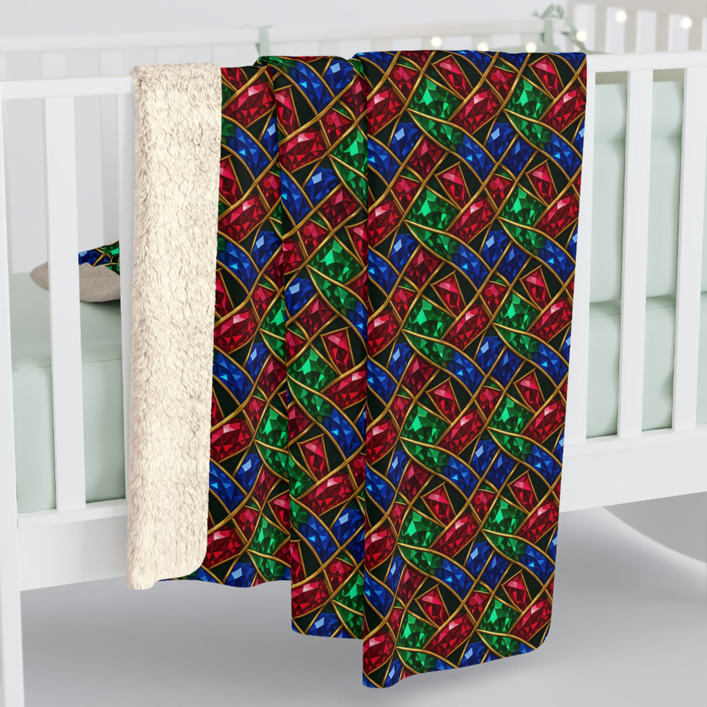Jewel Prism Weave Sherpa Fleece Blanket – Kaleidoscopic Pattern