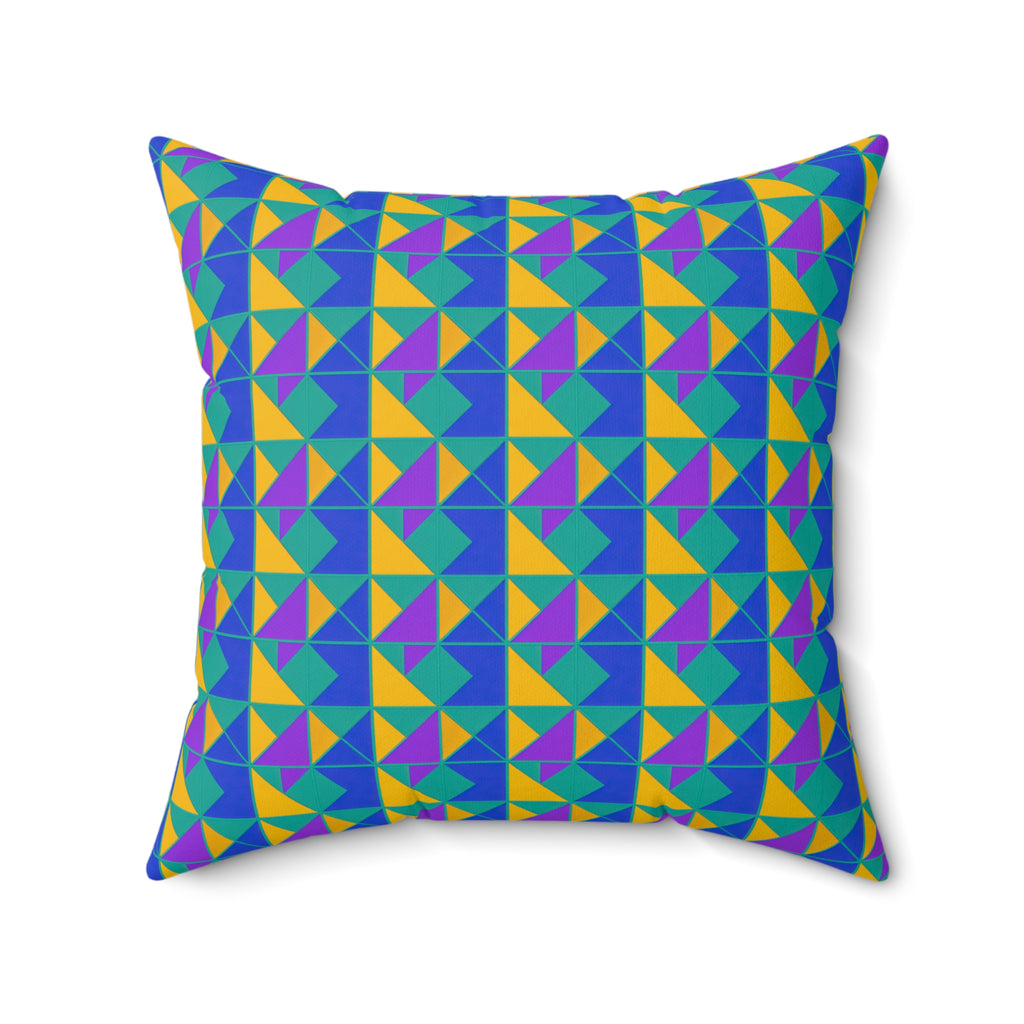 Jewel Block Quilt Faux Suede Cushion – Peacock Jewel