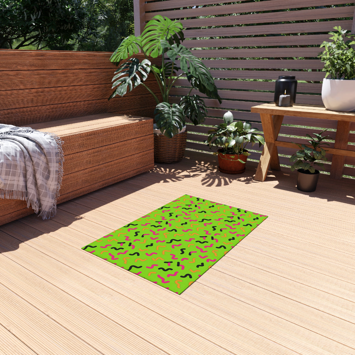 Squiggle Strokes Outdoor Rug – Tropical Punch