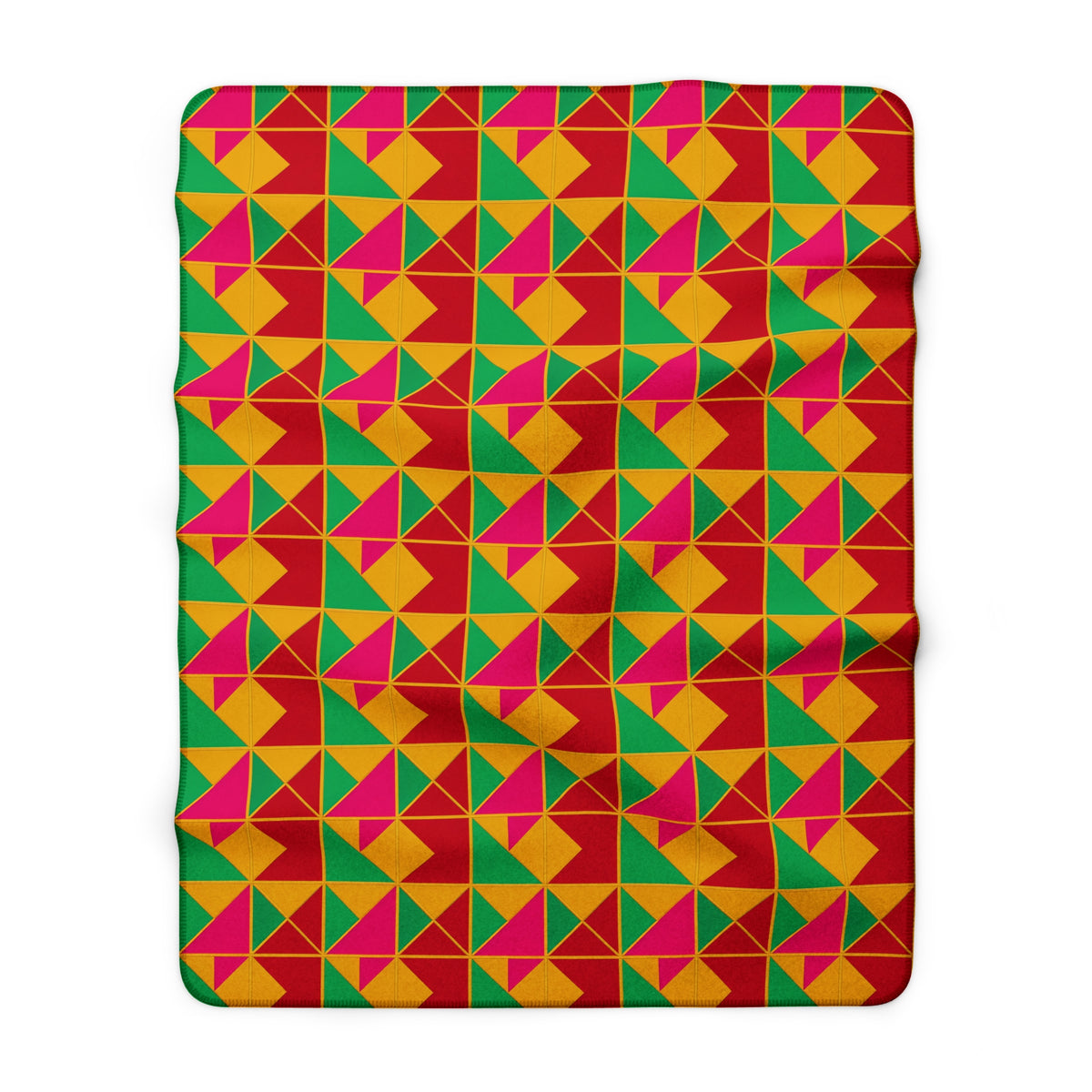 Jewel Block Quilt Sherpa Fleece Blanket – Geometric Blocks Pattern