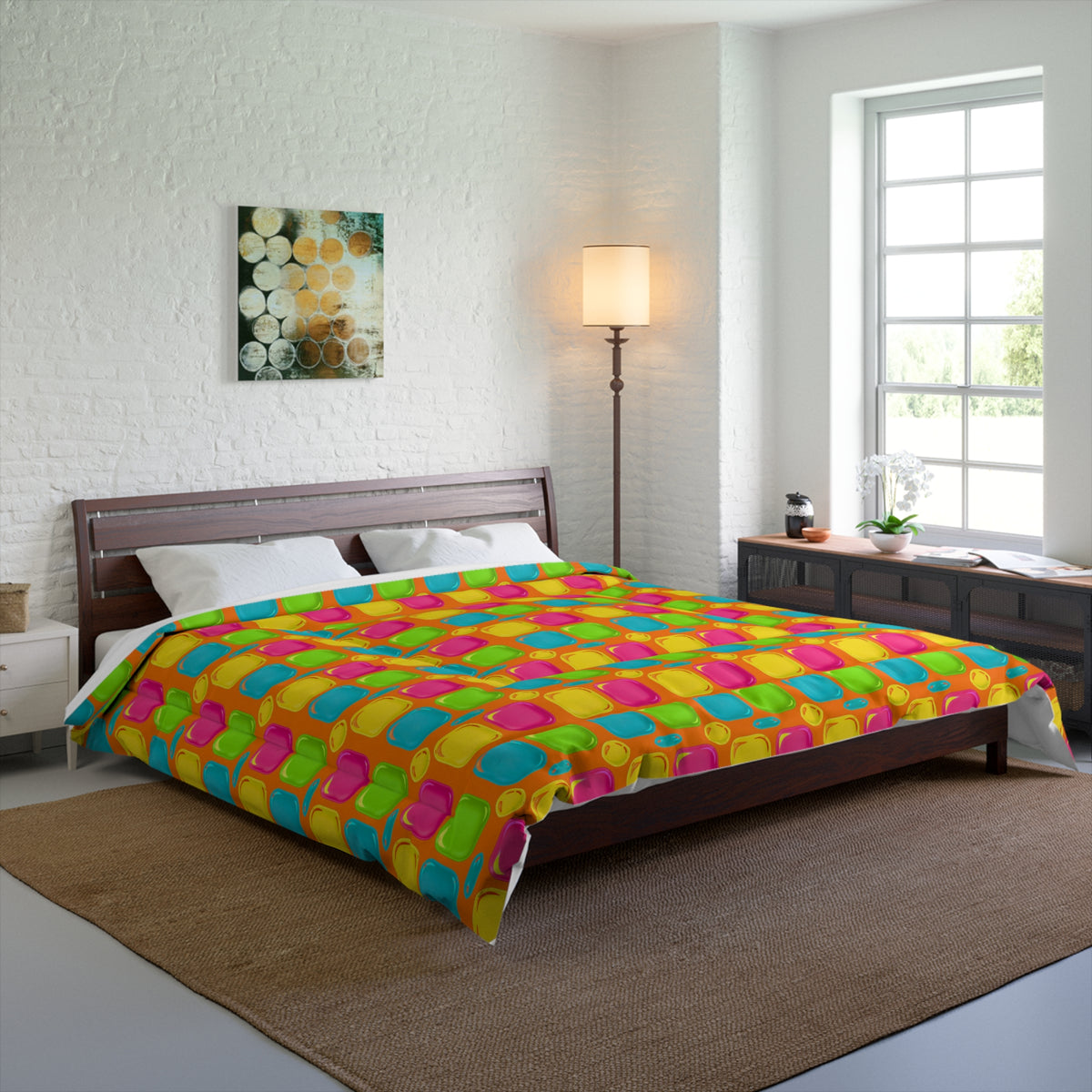 Giant Puffy Glass Cushions Comforter – Hot Citrus Festive