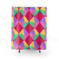 Grand Fractured Rhombus Shower Curtain – Candy Pop on Raspberry
